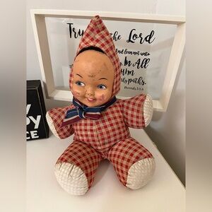 Vintage Red Checkered Carnival Doll